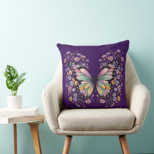 Pastel-Schmetterling-Wildblumen-Cottagecore-Ästhet Kissen