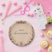 Pastel Schriftart Dusty Glam Rose Gold Quinceanera Pappteller (Party)