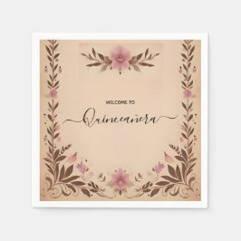 Pastel Schriftart Dusty Glam Rose Gold Quinceanera Serviette