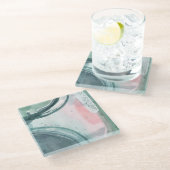 Pastel Scribe - Wasserfarbe Glasuntersetzer (Schrägansicht)