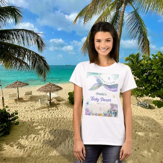 Pastel Seafoam Mermaid Tail Celebration Girl T-Shirt