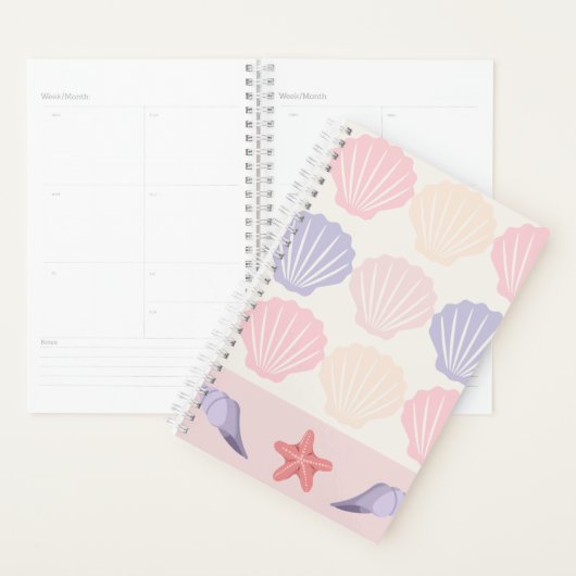 Pastel Seashell and Starfish Pattern Planer (Anzeige)