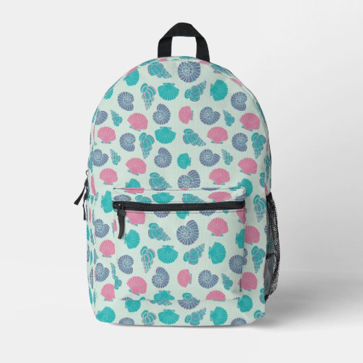 Pastel Seashell Pattern Bedruckter Rucksack (Vorderseite)