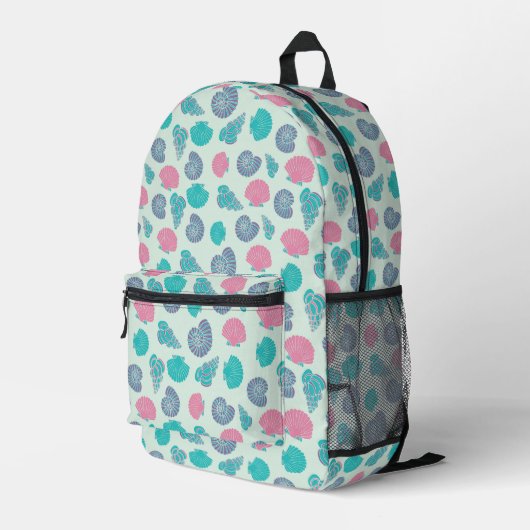 Pastel Seashell Pattern Bedruckter Rucksack (Rückseitige Ecke Rechts)