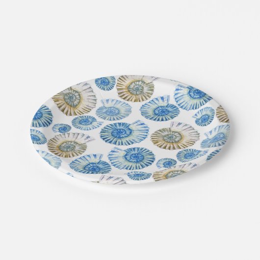 Pastel Seashell Pattern Pappteller (Schrägansicht)