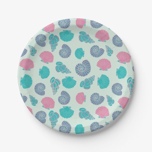 Pastel Seashell Pattern Pappteller (Vorderseite)