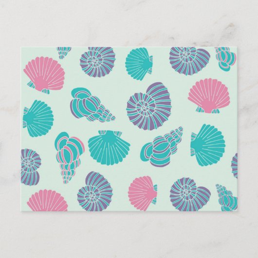 Pastel Seashell Pattern Postkarte (Vorderseite)