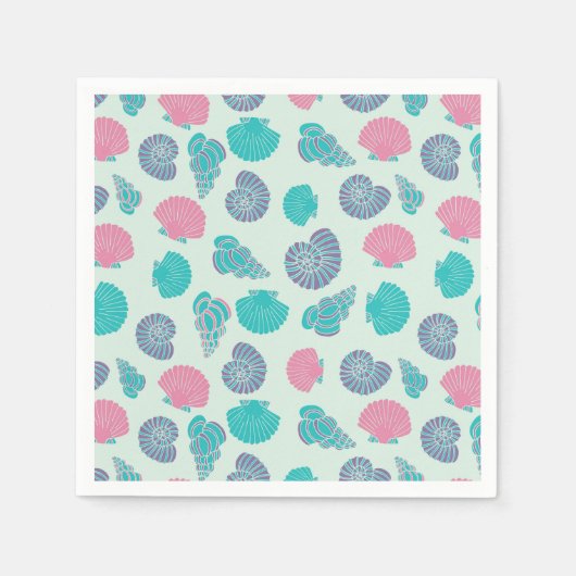 Pastel Seashell Pattern Serviette (Vorderseite)