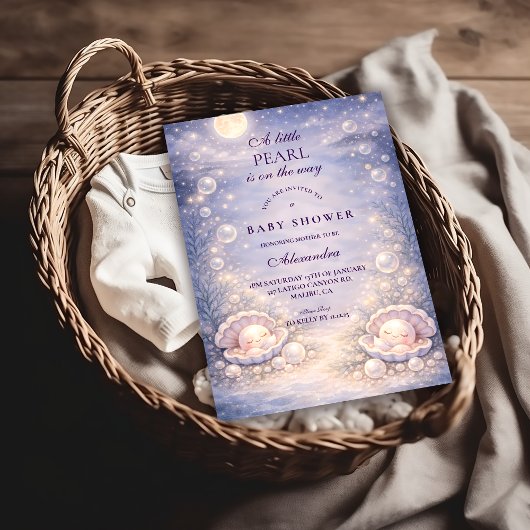 Pastel Seashell Pearl Baby Shower Einladung