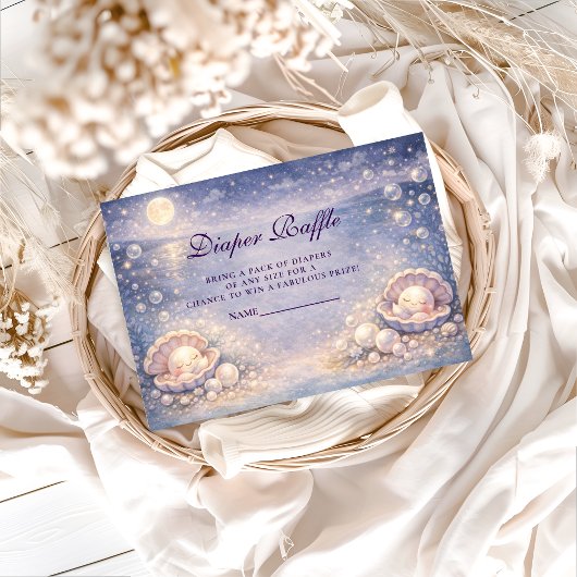 Pastel Seashell Pearl Diapper Raffle Begleitkarte