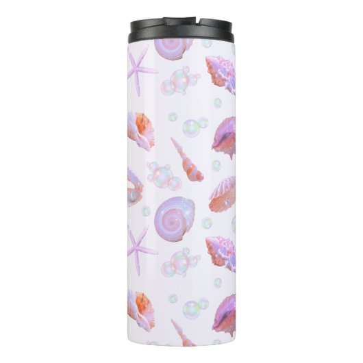 Pastel Seashell & Pearl Ocean Aesthetic Thermosbecher (Rückseite)