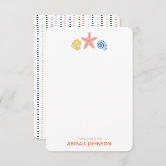 Pastel Seashell Trio Personalized Dankeskarte (Vorne/Hinten)