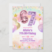 Pastel-Sequenzer-Glitter 67 Mädchen-Geburtstag Einladung (Vorderseite)