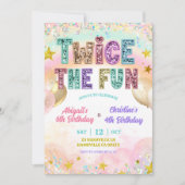 Pastel-Sequenzer-Glitter-Doppel-Geburtstag Einladung (Vorderseite)