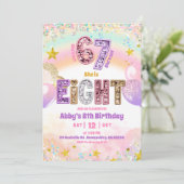 Pastel Sequin Glitter 67 Girl 8th Birthday Einladung (Stehend Vorderseite)
