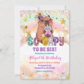 Pastel Sequin Glitter Capybara Birthday Invitation Einladung (Vorderseite)