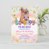 Pastel Sequin Glitter Capybara Birthday Invitation Einladung (Stehend Vorderseite)