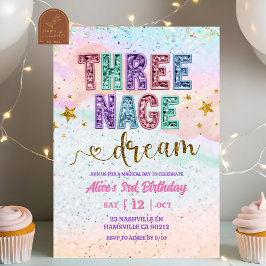 Pastel Sequin Glitter Threenage Dream Birthday Einladung