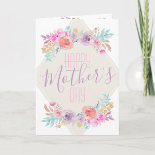 Pastel Shabby Chic Floral Boho Happy Mother Day Karte