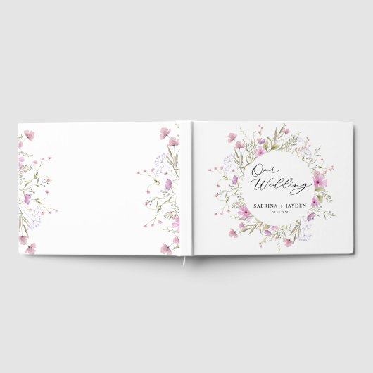 Pastel Shade Blush Pink Wild Floral Wedding Gästebuch (Voll)