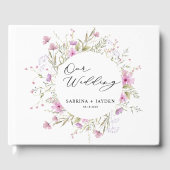 Pastel Shade Blush Pink Wild Floral Wedding Gästebuch (Vorderseite)