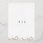 Pastel Shade Blush Pink Wild Floral Wedding Gold Folieneinladung (Rückseite)