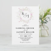 Pastel Shade Blush Pink Wild Floral Wedding Invit Einladung (Stehend Vorderseite)