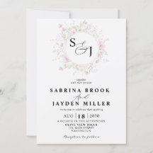 Pastel Shade Blush Pink Wild Floral Wedding Invit
