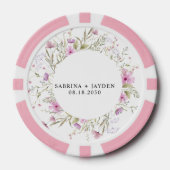 Pastel Shade Blush Pink Wild Floral Wedding Pokerchips (Vorderseite)