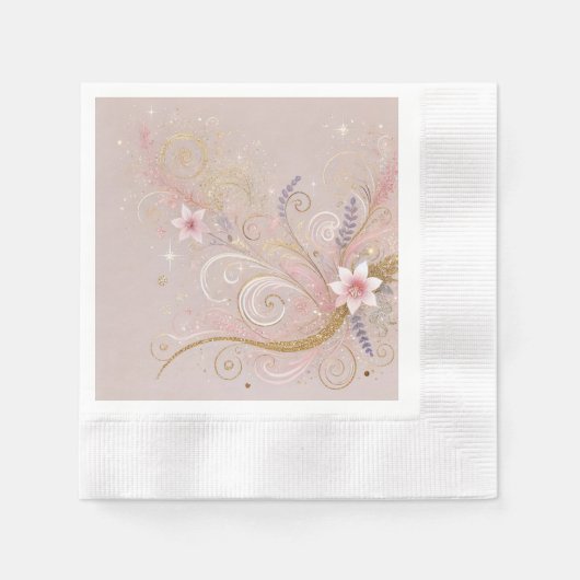 Pastel Shade Floral Motif Design Serviette (Vorderseite)
