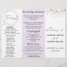 Pastel Shade Pink Wild Floral Wedding Program