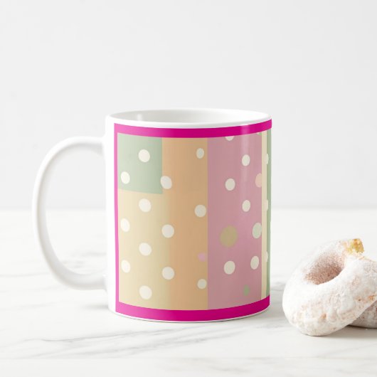 Pastel Shades of Stripes and Polka Dots Kaffeetasse (Mit Donut)