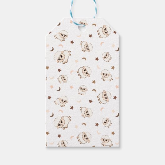 Pastel Sheep Pattern Geschenkanhänger (Vorderseite)