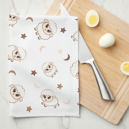 Pastel Sheep Pattern Geschirrtuch (Viertel Falte)