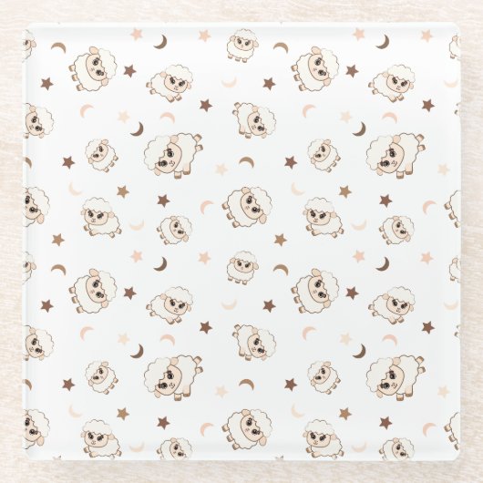 Pastel Sheep Pattern Glasuntersetzer (Vorderseite)