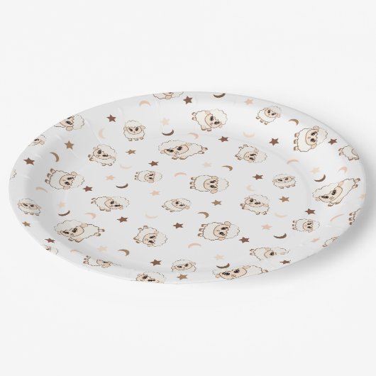 Pastel Sheep Pattern Pappteller (Schrägansicht)