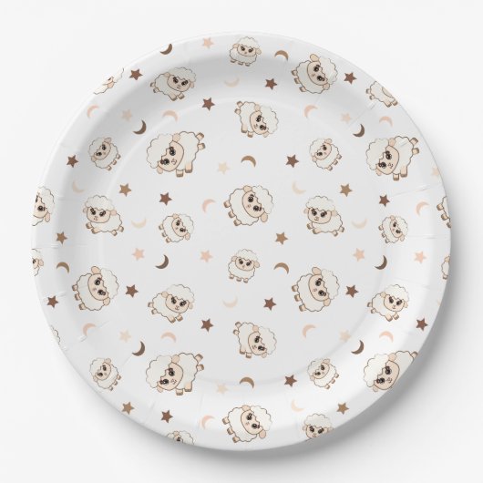 Pastel Sheep Pattern Pappteller (Vorderseite)