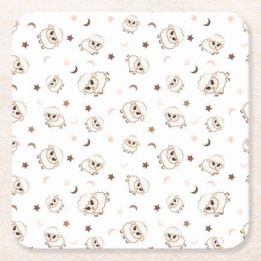 Pastel Sheep Pattern Rechteckiger Pappuntersetzer (Vorderseite)
