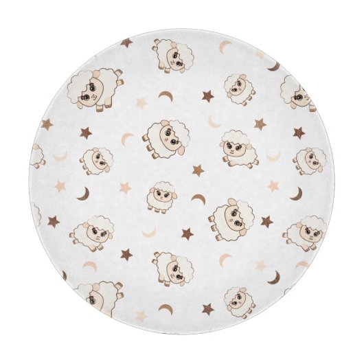 Pastel Sheep Pattern Schneidebrett (Vorderseite)