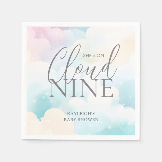 Pastel She's on Cloud Nine Baby Shower Serviette (Vorderseite)