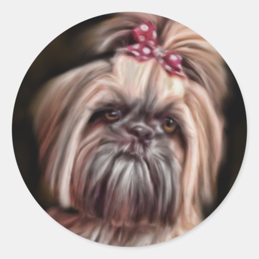 Pastel Shih Tzu Runder Aufkleber (Vorderseite)