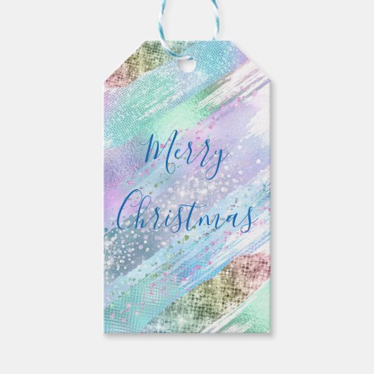 Pastel Shimmer Glitzer Weihnachtsgeschenk Tag Geschenkanhänger (Vorderseite)
