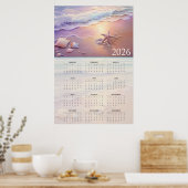 Pastel Shoreline 2026 Calendar with Seashells Poster (Küche)