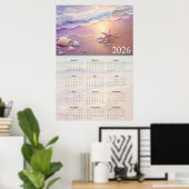 Pastel Shoreline 2026 Calendar with Seashells  Poster (Heimbüro)