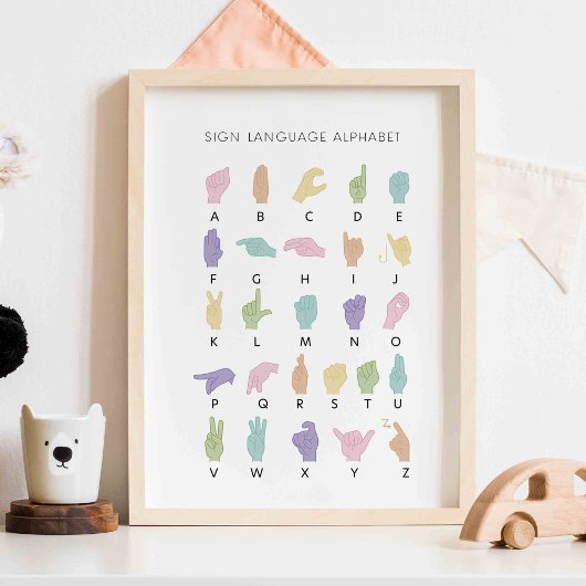 Pastel Sign Language Alphabet Poster