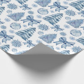 Pastel silber blau moderne Bogen Weihnachtsgeschen Geschenkpapier (Ecke)