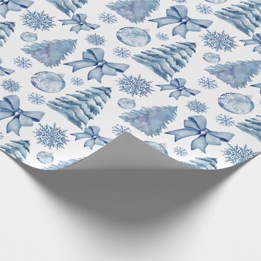 Pastel silber blau moderne Bogen Weihnachtsgeschen Geschenkpapier (Ecke)