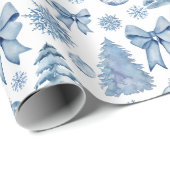 Pastel silber blau moderne Bogen Weihnachtsgeschen Geschenkpapier (Rolleneckpunkt)