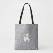Pastel Silver Glitzer Unicorn Tasche (Vorderseite)