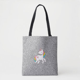 Pastel Silver Glitzer Unicorn Tasche